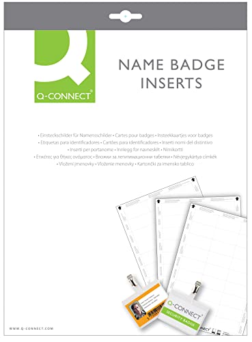 Q-Connect KF02289 Einsteckschilder für Namensschilder 54 x 90 mm 25 Blatt à 10 Einsteckschilder von Q-Connect