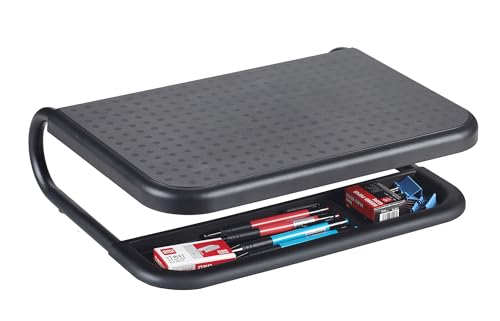 Q-Connect Monitorständer Laptopständer/Anti-Rutsch-Beschichtung/Monitor Laptop Notebook MacBook Ständer aus Kunststoff/Metall/Maße: 38 x 29,5 x 11 cm Tragkraft max. 15 kg/Schwarz von Q-Connect
