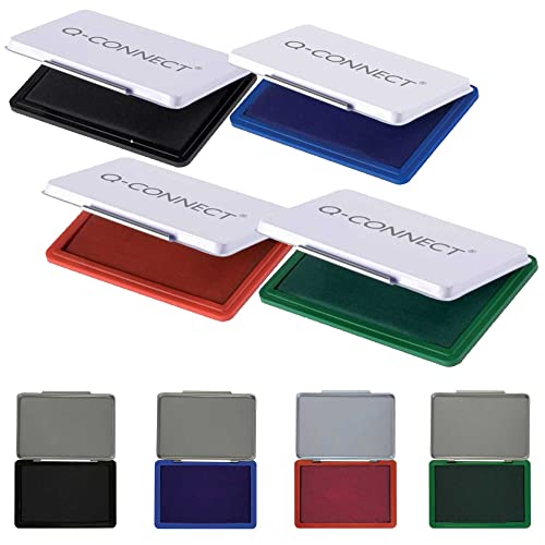 Q-Connect Stempelkissen 9x5,5cm 4 Farben, schwarz/blau/rot/grün von Q-Connect
