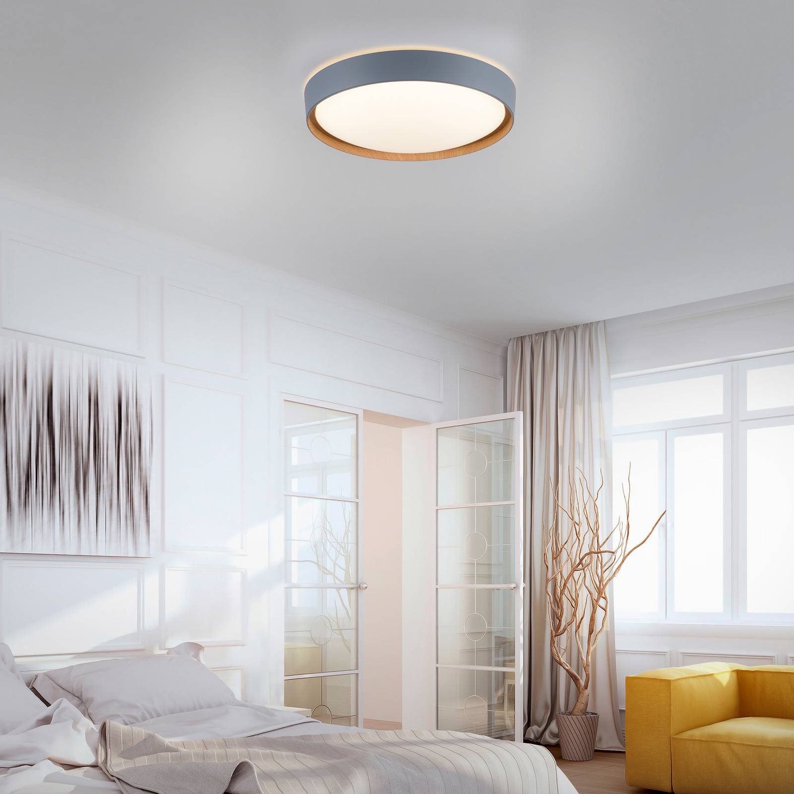 Paul Neuhaus Q-EMILIA LED-Deckenleuchte, grau/holz von Q-Smart-Home