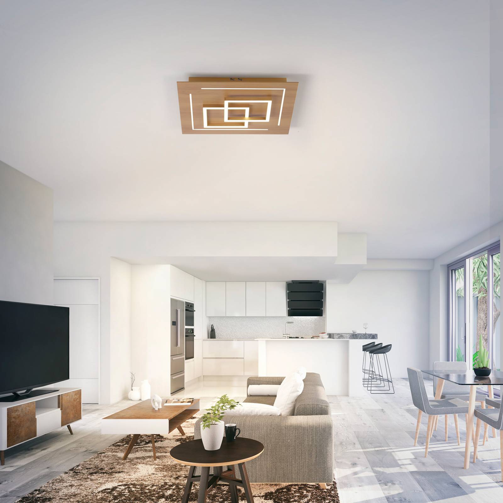 Paul Neuhaus Q-LINEA LED-Decke Holzdekor 40cm von Q-Smart-Home