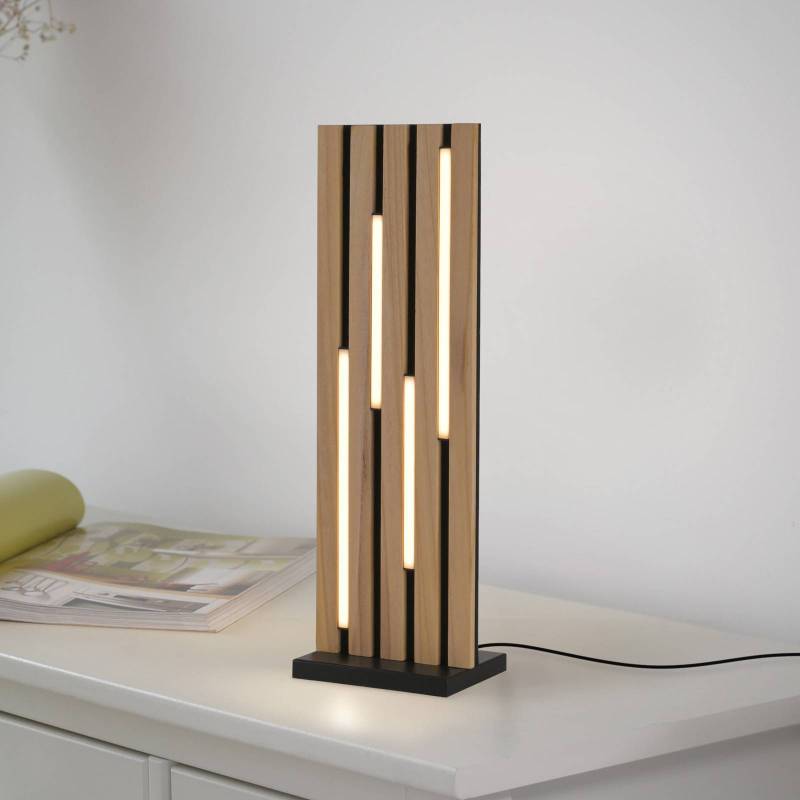 Paul Neuhaus Smart-LED-Tischlampe Q-Akustik Holz Höhe 60 cm von Q-Smart-Home