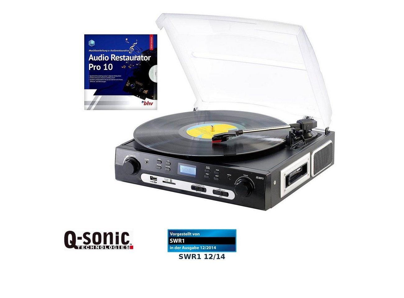 Q-Sonic UPL-855.MP3 Plattenspieler und Digitalisierer Schallplatten MC Multifunktionsspieler (Riemenantrieb) von Q-Sonic