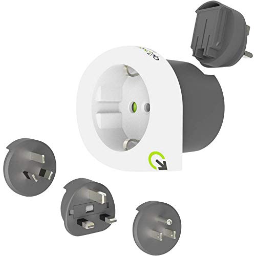 Q2 Power | QPLUX Europe 3in1 | Europe (SCHUKO) to AUS, UK, US | Universal-Reiseadapter mit Erdungsstecker | Kid Safe Stoßschutz | Spannung und Leistung 100V-1600W / 250V-4000W von Q2 Power