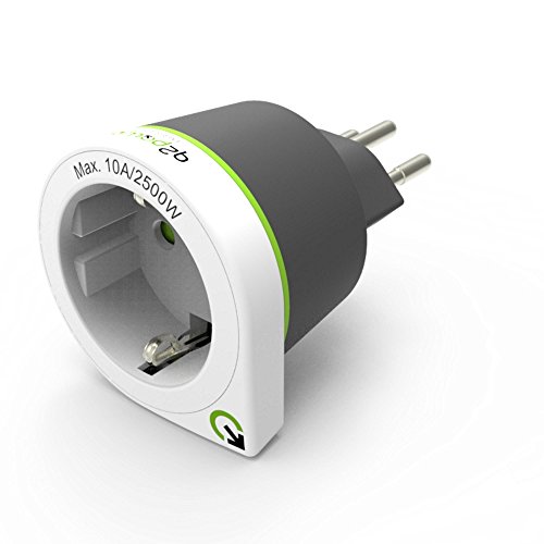 q2power Reiseadapter Reisestecker Netzstecker für Reisende aus Europa nach CH und 5 weiteren Ländern - EU nach CH - weiß/grau von Q2 Power