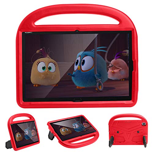 Hülle für Huawei MediaPad M5 10.8 / M6 10.8 Zoll, Kinder Hülle Eva Stoßfeste Schützend Schutzhülle Ständer Abdeckung Fall, Case umwandelbarer Handgriff Tasche Cover Huawei MediaPad M6 10.8 Zoll - Rot von QANG
