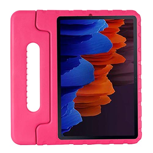 Qang Schutzhülle für Samsung Galaxy Tab S7 Plus 12.4 T970 T975, leicht, stoßfest, EVA, speziell designter Griff, mit Halterung für Kinder (Rosa Rot) von QANG
