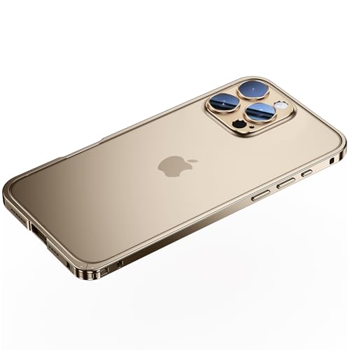QANXGOG Metallhülle für iPhone 16/16 Pro/16 Pro Max, Aluminiumrahmen mit Kameraring, Anti-Fingerabdruck & Anti-Vergilbung, ultradünne Snap-On-Abdeckung (Desert Titanium, 16) von QANXGOG
