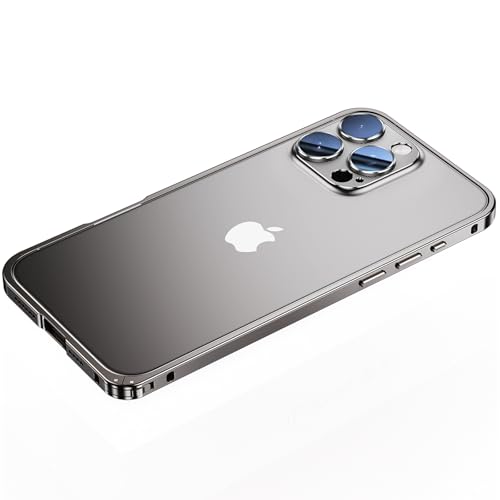 QANXGOG Metallhülle für iPhone 16/16 Pro/16 Pro Max, Aluminiumrahmen mit Kameraring, Anti-Fingerabdruck und Anti-Vergilbung, ultradünne Snap-On-Abdeckung (Grau, 16 Pro Max) von QANXGOG