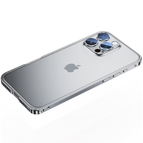 QANXGOG Metallhülle für iPhone 16/16 Pro/16 Pro Max, Aluminiumrahmen mit Kameraring, Anti-Fingerabdruck & Anti-Vergilbung, ultradünne Snap-On-Abdeckung (Silber, 16 Pro Max) von QANXGOG