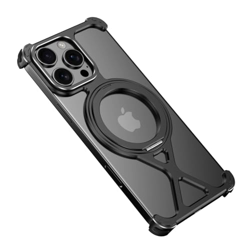 QANXGOG Minimalistische Schutzhülle für iPhone 14 Pro Max/14 Pro, um 360° drehbar, Ständer, Aluminium, Metall, rahmenloses Design, Bumper-X-Hülle, stoßfest, Schwarz, 14 Pro Max QANXGOG Minimalistische Schutzhülle für iPhone 14 Pro Max/14 Pro, um 360° drehbar, Ständer, Aluminium, Metall, rahmenloses Design, Bumper-X-Hülle, stoßfest, Schwarz, 14 Pro Max von QANXGOG