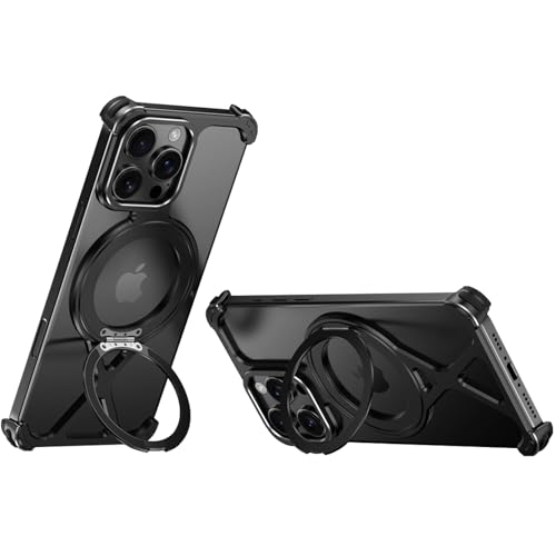QANXGOG Minimalistische Schutzhülle für iPhone 15 Pro Max/15 Pro, um 360° drehbar, Ständer, Aluminium, Metall, rahmenloses Design, Bumper-X-Hülle, stoßfest, Schwarz, 15 Pro QANXGOG Minimalistische Schutzhülle für iPhone 15 Pro Max/15 Pro, um 360° drehbar, Ständer, Aluminium, Metall, rahmenloses Design, Bumper-X-Hülle, stoßfest, Schwarz, 15 Pro von QANXGOG