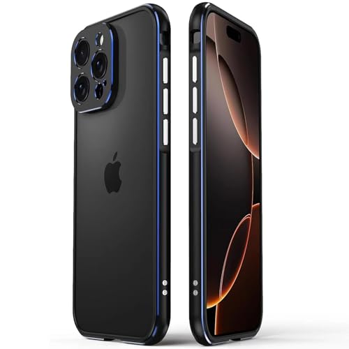 QANXGOG Schutzhülle mit Metallrahmen für iPhone 16 Pro Max/16 Pro/16 Plus/16, Aluminiumlegierung, Stoßfänger mit Kameraobjektivschutz, keine Rückabdeckung, stoßfest, Metallknöpfe (Blau, 16 Pro Max) QANXGOG Schutzhülle mit Metallrahmen für iPhone 16 Pro Max/16 Pro/16 Plus/16, Aluminiumlegierung, Stoßfänger mit Kameraobjektivschutz, keine Rückabdeckung, stoßfest, Metallknöpfe (Blau, 16 Pro Max) von QANXGOG