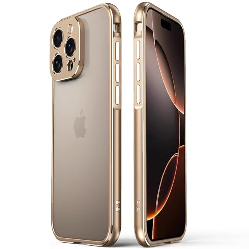 QANXGOG Schutzhülle mit Metallrahmen für iPhone 16 Pro Max/16 Pro/16 Plus/16, Aluminiumlegierung, Stoßfänger mit Kameraobjektivschutz, keine Rückabdeckung, stoßfest, Metallknöpfe (Desert Titanium, 16) QANXGOG Schutzhülle mit Metallrahmen für iPhone 16 Pro Max/16 Pro/16 Plus/16, Aluminiumlegierung, Stoßfänger mit Kameraobjektivschutz, keine Rückabdeckung, stoßfest, Metallknöpfe (Desert Titanium, 16) von QANXGOG