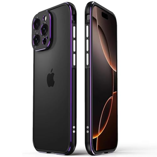 QANXGOG Schutzhülle mit Metallrahmen für iPhone 16 Pro Max/16 Pro/16 Plus/16, Aluminiumlegierung, Stoßfänger mit Kameraobjektivschutz, keine Rückabdeckung, stoßfest, Metallknöpfe (Lila, 16 Pro Max) QANXGOG Schutzhülle mit Metallrahmen für iPhone 16 Pro Max/16 Pro/16 Plus/16, Aluminiumlegierung, Stoßfänger mit Kameraobjektivschutz, keine Rückabdeckung, stoßfest, Metallknöpfe (Lila, 16 Pro Max) von QANXGOG