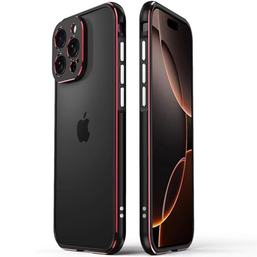 QANXGOG Schutzhülle mit Metallrahmen für iPhone 16 Pro Max/16 Pro/16 Plus/16, Aluminiumlegierung, Stoßfänger mit Kameraobjektivschutz, keine Rückabdeckung, stoßfest, Metallknöpfe (Rot, 16 Pro Max) QANXGOG Schutzhülle mit Metallrahmen für iPhone 16 Pro Max/16 Pro/16 Plus/16, Aluminiumlegierung, Stoßfänger mit Kameraobjektivschutz, keine Rückabdeckung, stoßfest, Metallknöpfe (Rot, 16 Pro Max) von QANXGOG