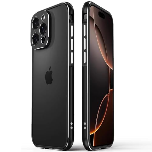 QANXGOG Schutzhülle mit Metallrahmen für iPhone 16 Pro Max/16 Pro/16 Plus/16, Aluminiumlegierung, Stoßfänger mit Kameraobjektivschutz, keine Rückabdeckung, stoßfest, Metallknöpfe (Schwarz, 16 Plus) QANXGOG Schutzhülle mit Metallrahmen für iPhone 16 Pro Max/16 Pro/16 Plus/16, Aluminiumlegierung, Stoßfänger mit Kameraobjektivschutz, keine Rückabdeckung, stoßfest, Metallknöpfe (Schwarz, 16 Plus) von QANXGOG