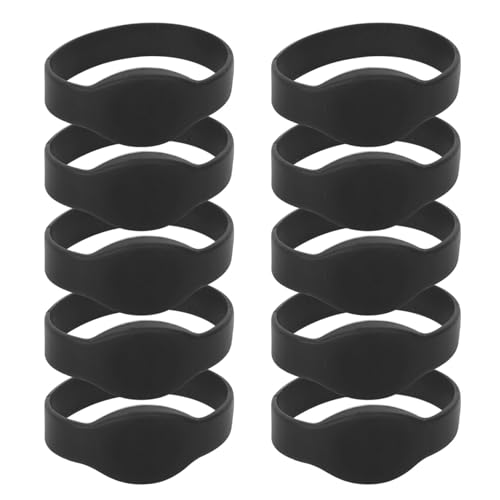 QanyEGN 10pcs 125kHz RFID -Armband, Silikon -Access -Steuer -Armband, IP68 Water Proof ID -Karte für Swimmingpool -Saunaraum (Black) von QANYEGN
