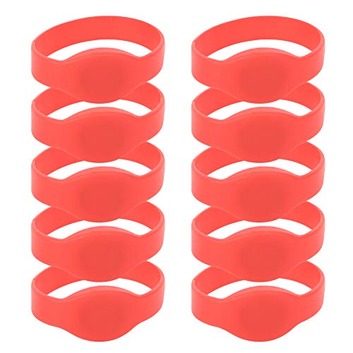 QanyEGN 10pcs 125kHz RFID -Armband, Silikon -Access -Steuer -Armband, IP68 Water Proof ID -Karte für Swimmingpool -Saunaraum (Red) von QANYEGN