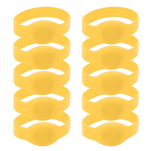 QanyEGN 10pcs 125kHz RFID -Armband, Silikon -Access -Steuer -Armband, IP68 Water Proof ID -Karte für Swimmingpool -Saunaraum (Yellow) von QANYEGN