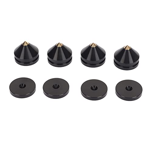 QanyEGN 4PCS -Lautsprecher -Isolation Füße Pads, Aluminium -Legierungslautsprecher -Spike -Matten, Stoßdämpfungsverstärker Spike Isolation Feet Matte für Plattenspieler Subwoofer (Black) von QANYEGN