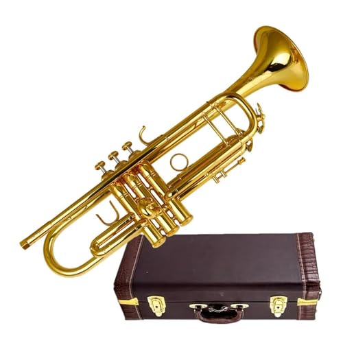 QASKLBN Professionelles Trompeten-Blechblasinstrument geeignet für Erwachsene Anfänger Musikinstrument Trompete von QASKLBN