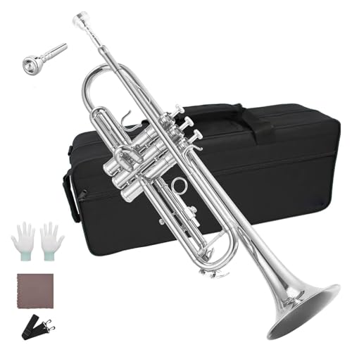 Trompeteninstrument B-Dur vernickelt Blechblasinstrument für Erwachsene Musikinstrument Trompete von QASKLBN