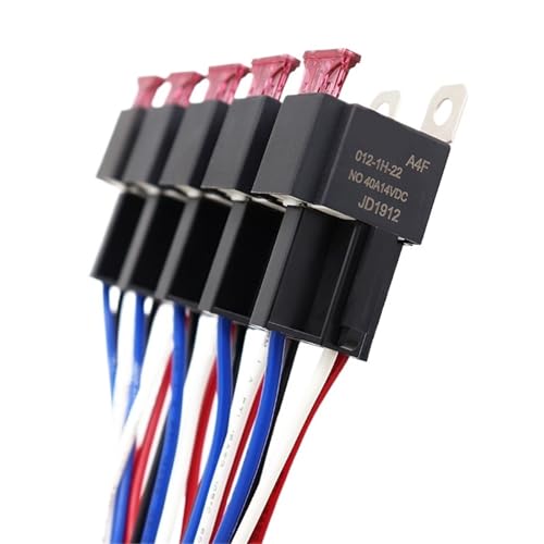 5 STÜCKE Auto Sicherungsrelais Kfz-Relais Circuit Control 40A 12 V/24 V JD1912 Kupferklemme Auto Relais Kabelbaum(12V 4p With socket) von QAVLXIE