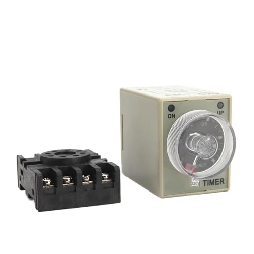 AH3-3 220V 50/60HZ 1S-60M An der Unterseite angebrachtes Einschaltverzögerungs-Timer-Zeitschalter-Verzögerungs-Timer-Relais mit 8-poligem PF083A-Sockel(AH3-3 6S 220V) von QAVLXIE