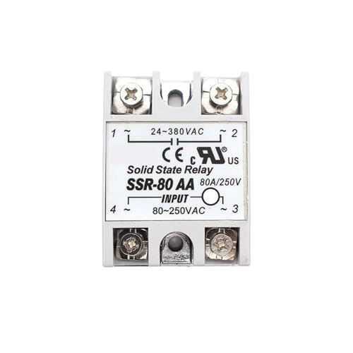 Halbleiterrelais 12 V 24 V SSR-60AA SSR-80AA SSR-100AA 60A 80A 100A 3–32 V AC bis 24–380 V AC SSR 60AA 80AA 100AA Relais Stromversorgung(80AA) von QAVLXIE