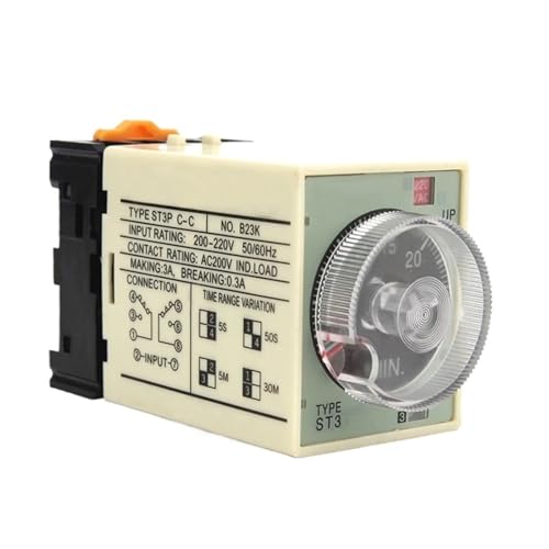 ST3P-Serie Einschaltverzögerungsrelais ST3P AA/B/C/D/E/F/G (AC 380 V 220 V 110 V 24 V) Einschaltverzögerung mit 8-poligem Sockel(AC 380V,ST3P A-C) von QAVLXIE