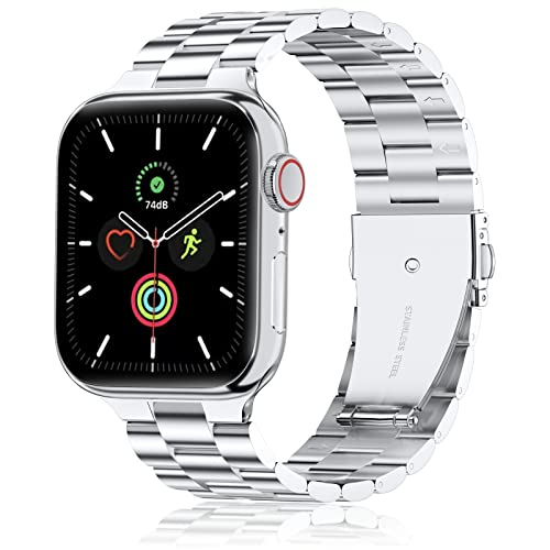 QAZNZ Metall Armband Kompatibel mit Apple Watch Armband 45mm 44mm 49mm 42mm 40mm 38mm 41mm, Edelstahl Metall Ersatz Armband für Series 9 Ultra/Ultra2 Series 8/7/6/5/4/3/2/1,SE (38mm,Silver) von QAZNZ