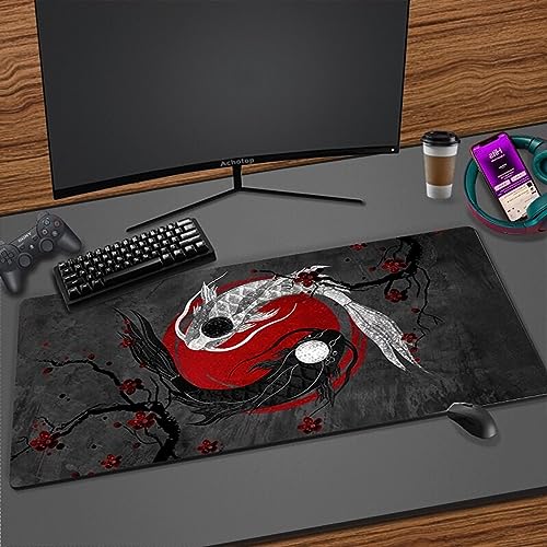 Erweitertes Mauspad 1200x600x3mm - XXL Mousepad - Tischunterlage Large Size - verbessert Präzision und Geschwindigkeit - Speed Gaming Mauspad -Genähten Kanten, robust und langlebig kreativ bunt Goldfi von QApoerONOne