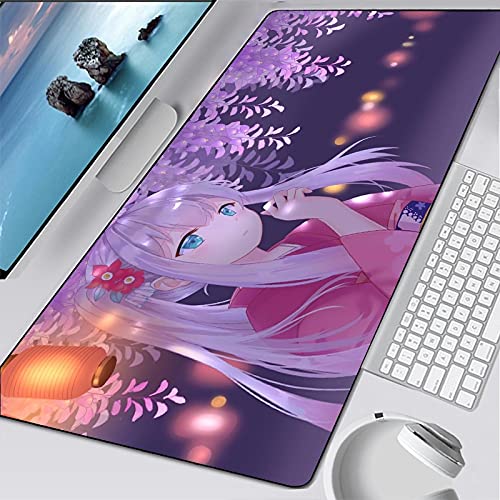 XXL-Geschwindigkeits-Gaming-Mauspad 1200x600x3mm Extended Gaming Mauspad- 300mm Dickes glattes extra großes Mousepad, Anti-Rutsch-Textur, Gummibasis ​- rutschfest mauspad XXL Süß Mädchen Anime von QApoerONOne