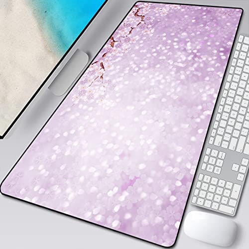 mauspad Anime Girls 800x300x3mm Extended Gaming Mauspad- 300mm Dickes glattes extra großes Mousepad, Anti-Rutsch ​- rutschfest mauspad XXL lila kreativ Blume ölgemälde von QApoerONOne