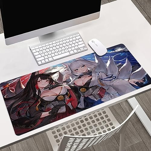 mauspad gaming anime 600x300x3mm - XXL Mousepad - Tischunterlage Large Size - verbessert Präzision und Geschwindigkeit - Speed Gaming Mauspad -Genähten Kanten, robust und langlebig schön süß Anime Mäd von QApoerONOne