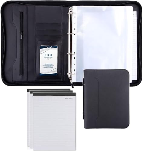 QBGJDOGE Faltmappe aus Leder for Geschäftskonferenzen, Portfolios, Ordner, Kunstleder, Reise-Organizer, Tasche mit Reißverschluss for Dokumente, Präsentationsmappen, Visitenkarten(Black,No calculator) QBGJDOGE Faltmappe aus Leder for Geschäftskonferenzen, Portfolios, Ordner, Kunstleder, Reise-Organizer, Tasche mit Reißverschluss for Dokumente, Präsentationsmappen, Visitenkarten(Black,No calculator) von QBGJDOGE