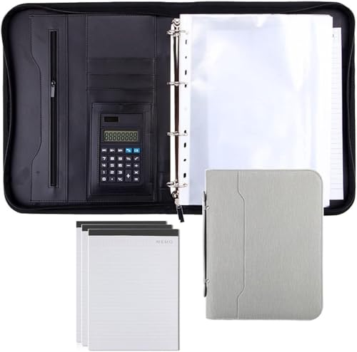 QBGJDOGE Faltmappe aus Leder for Geschäftskonferenzen, Portfolios, Ordner, Kunstleder, Reise-Organizer, Tasche mit Reißverschluss for Dokumente, Präsentationsmappen, Visitenkarten(Gray,8digit calculat QBGJDOGE Faltmappe aus Leder for Geschäftskonferenzen, Portfolios, Ordner, Kunstleder, Reise-Organizer, Tasche mit Reißverschluss for Dokumente, Präsentationsmappen, Visitenkarten(Gray,8digit calculat von QBGJDOGE