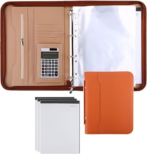 QBGJDOGE Faltmappe aus Leder for Geschäftskonferenzen, Portfolios, Ordner, Kunstleder, Reise-Organizer, Tasche mit Reißverschluss for Dokumente, Präsentationsmappen, Visitenkarten(Orange,12digit calcu QBGJDOGE Faltmappe aus Leder for Geschäftskonferenzen, Portfolios, Ordner, Kunstleder, Reise-Organizer, Tasche mit Reißverschluss for Dokumente, Präsentationsmappen, Visitenkarten(Orange,12digit calcu von QBGJDOGE