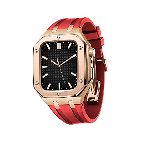 Men Stainless Steel Case with Watch Strap for Bands 44/45mm Rugged Strap Metal Protective Bumper Cover for IWatch Series 7/6/5/4/SE von QBTZLATJ