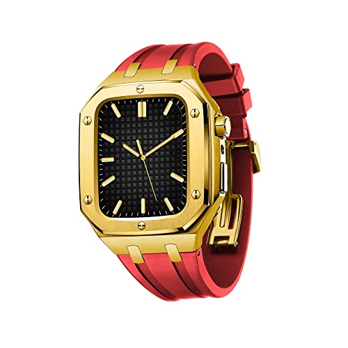 Men Stainless Steel Case with Watch Strap for Bands 44/45mm Rugged Strap Metal Protective Bumper Cover for IWatch Series 7/6/5/4/SE von QBTZLATJ