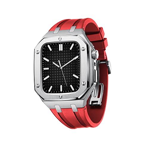 Men Stainless Steel Case with Watch Strap for Bands 44/45mm Rugged Strap Metal Protective Bumper Cover for IWatch Series 7/6/5/4/SE von QBTZLATJ