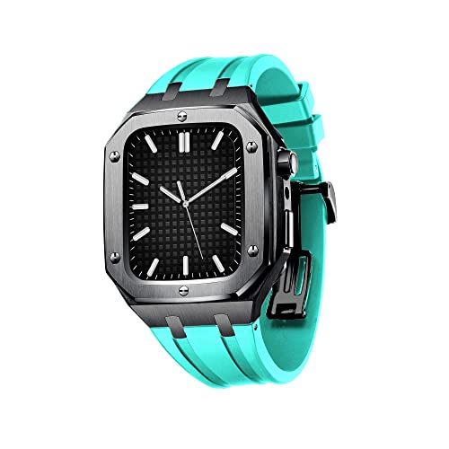 Men Stainless Steel Case with Watch Strap for Bands 44/45mm Rugged Strap Metal Protective Bumper Cover for IWatch Series 7/6/5/4/SE von QBTZLATJ