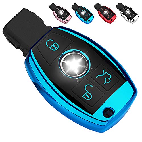 QBUC Für Mercedes Benz Schlüsselanhänger Hülle, Schlüsselhülle für Mercedes Benz C E M S CLS CLK GLK GLC G Klasse, TPU Vollschutz Schlüsselanhänger Shell kompatibel Keyless Smart Key Fob (blau) QBUC Für Mercedes Benz Schlüsselanhänger Hülle, Schlüsselhülle für Mercedes Benz C E M S CLS CLK GLK GLC G Klasse, TPU Vollschutz Schlüsselanhänger Shell kompatibel Keyless Smart Key Fob (blau) von QBUC