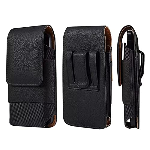 Handy Gürtel Clip Holster Leder, Handy Gürteltasche mit Kartenhalter, 5.2" Leder Smartphone Tasche mit Gürtelschlaufe Carry Case Reisen Outdoor Camping Telefon Gürtelhalter Brieftasche Hüfttasche von QBYVQQN