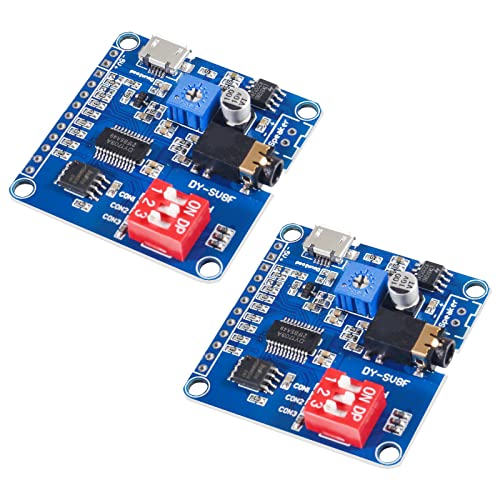 QCCAN 2 Stück Sprachwiedergabemodul MP3-Player UART I/O Trigger Verstärker Klasse D 5W 8M Speicher DY-SV8F Flash SD/TF-Karte von QCCAN