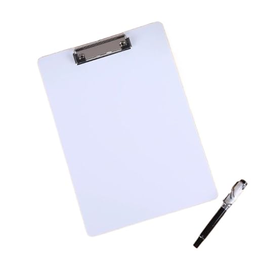 Niedliche Klemmbretter Board Clips, 3 Stück A4-Schreibmappe mit Low-Profile-Clip, Dokumentenmappe, A4-Papier-Organizer, Schreibtafel, durchscheinend, for Unternehmen(White) von QCKNKMGG