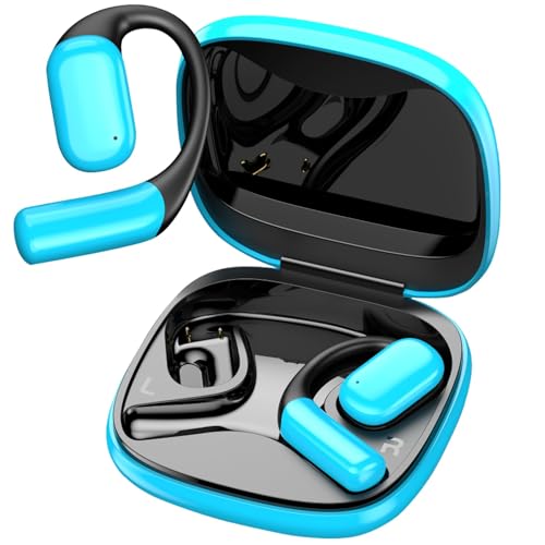 QCOQ Open Ear Bluetooth Kopfhörer, Bluetooth 5.4 Kopfhörer Kabellos, druckvoller Bass, klare Anrufe, 50H -Spielzeit LED Anzeige Kopfhörer Kabellos Bluetooth, IPX7 wasserdichte Sport Kopfhörer von QCOQ