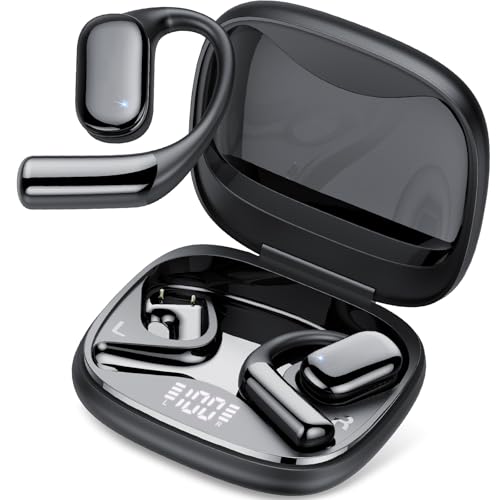 QCOQ Open-Ear-Kopfhörer,Bluetooth 5.4 Kopfhörer Kabellos, 50H -Spielzeit LED Anzeige Kopfhörer Kabellos Bluetooth,druckvoller Bass, klare Anrufe, IPX7 wasserdichte Sport Kopfhörer von QCOQ