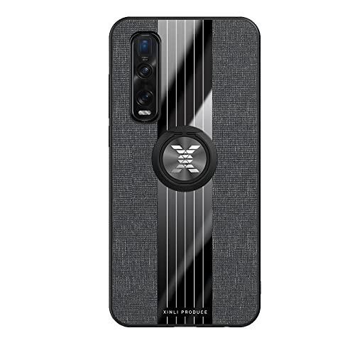 Flip Case Cover kompatibel mit OPPO Find X2 Pro Hülle, mit magnetischer 360°-Ständerhülle, Multifunktions-Schutzhülle, Stoff, Textil, stoßfest, TPU, Schutzhülle, Handyhülle (Farbe: Schwarz) von QDCFY